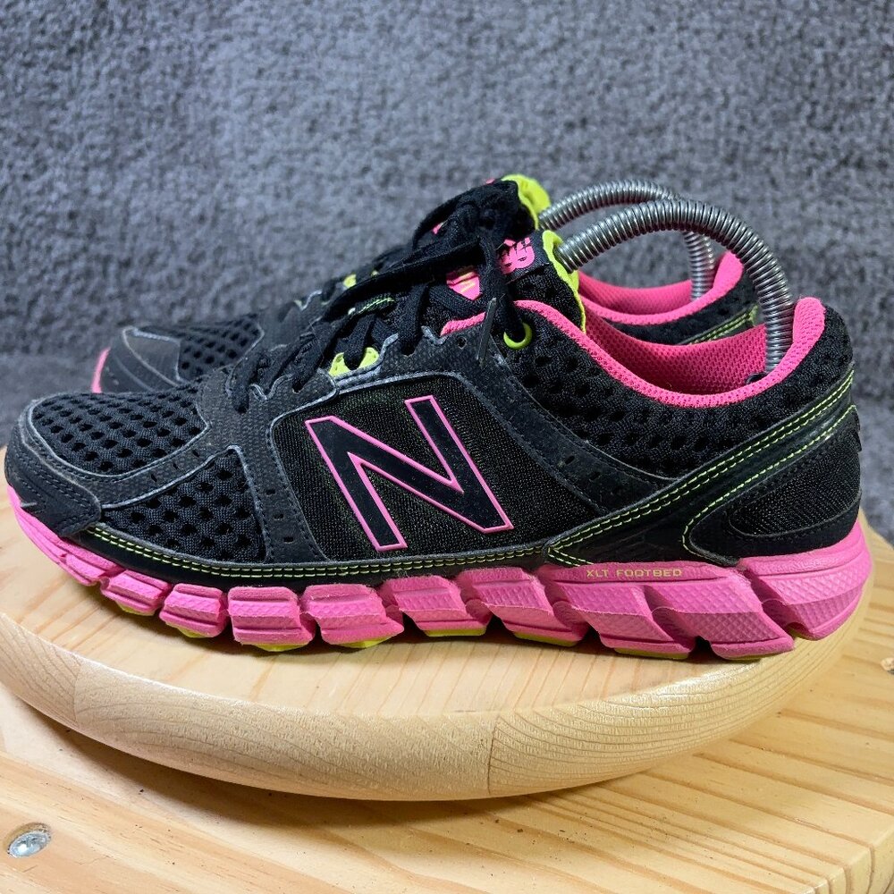 New Balance Women's Black Pink Neon Yellow Athletic Running Shoes